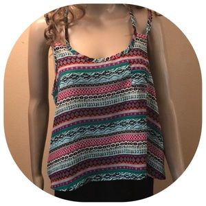 Colorful Flowy Crop Top sz lg